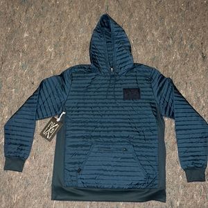 Navy Zipper Pouch Puff Hoodie